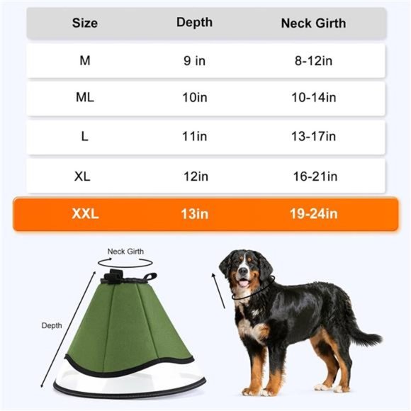 Dog Cone After Surgery, Soft Dog Cones for Large Dogs, Adjustable E-Collars - Picture 6 of 6